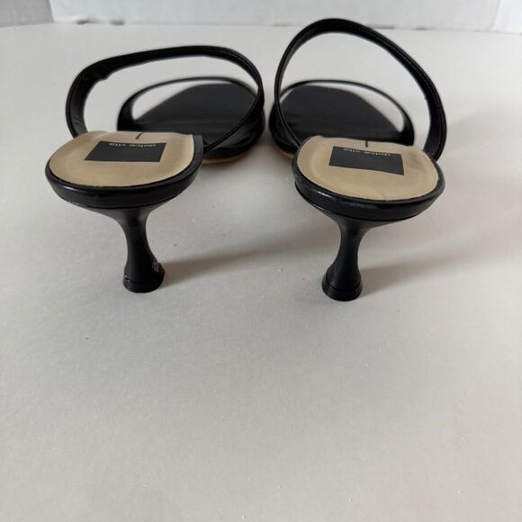 Dolce Vita Women’s Genora Black Leather Heels Square Toe Slide Sandals Size 9.5 - Picture 7 of 8